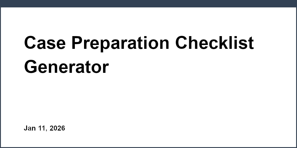 Case Preparation Checklist Generator