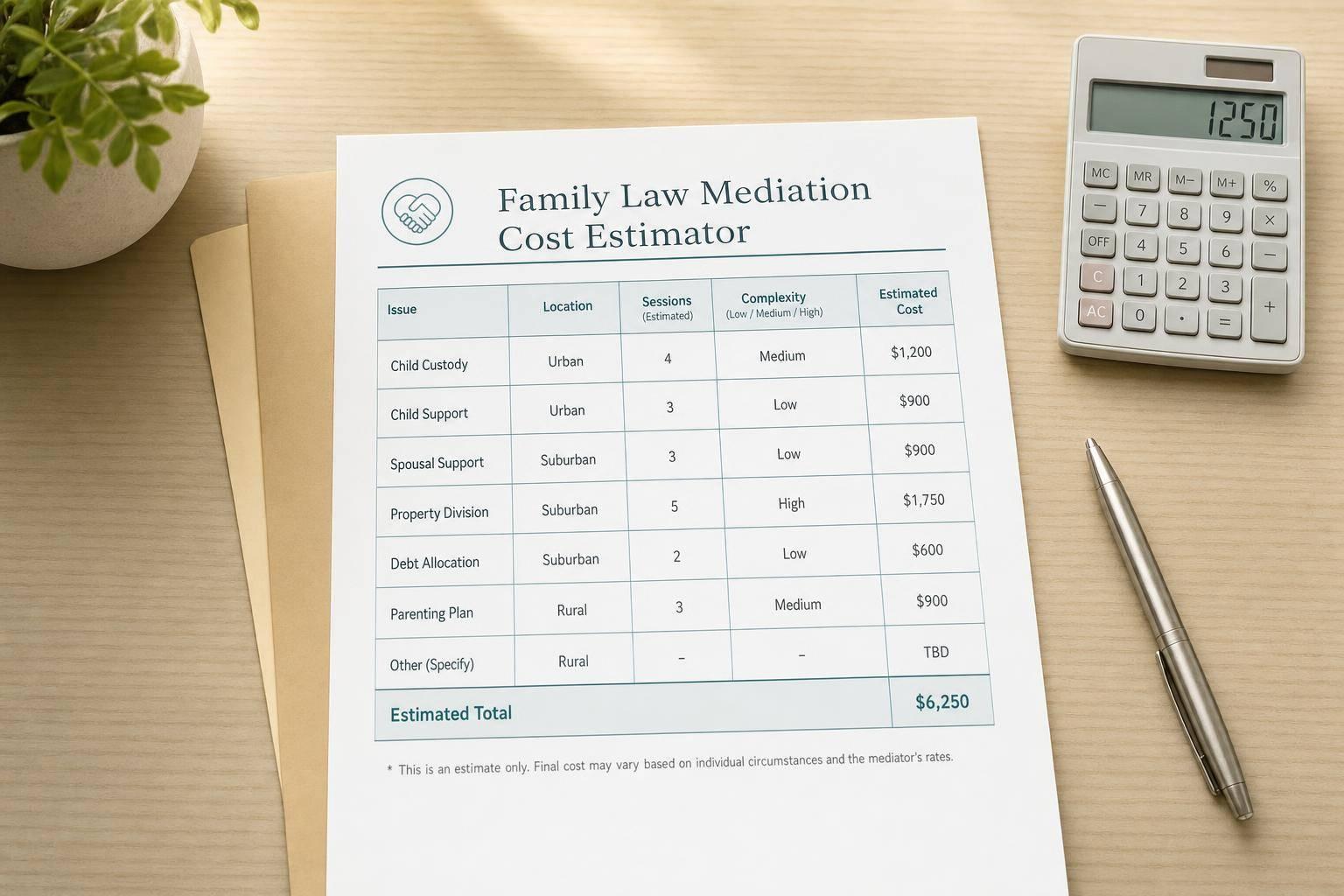 Family Law Mediation Cost Estimator